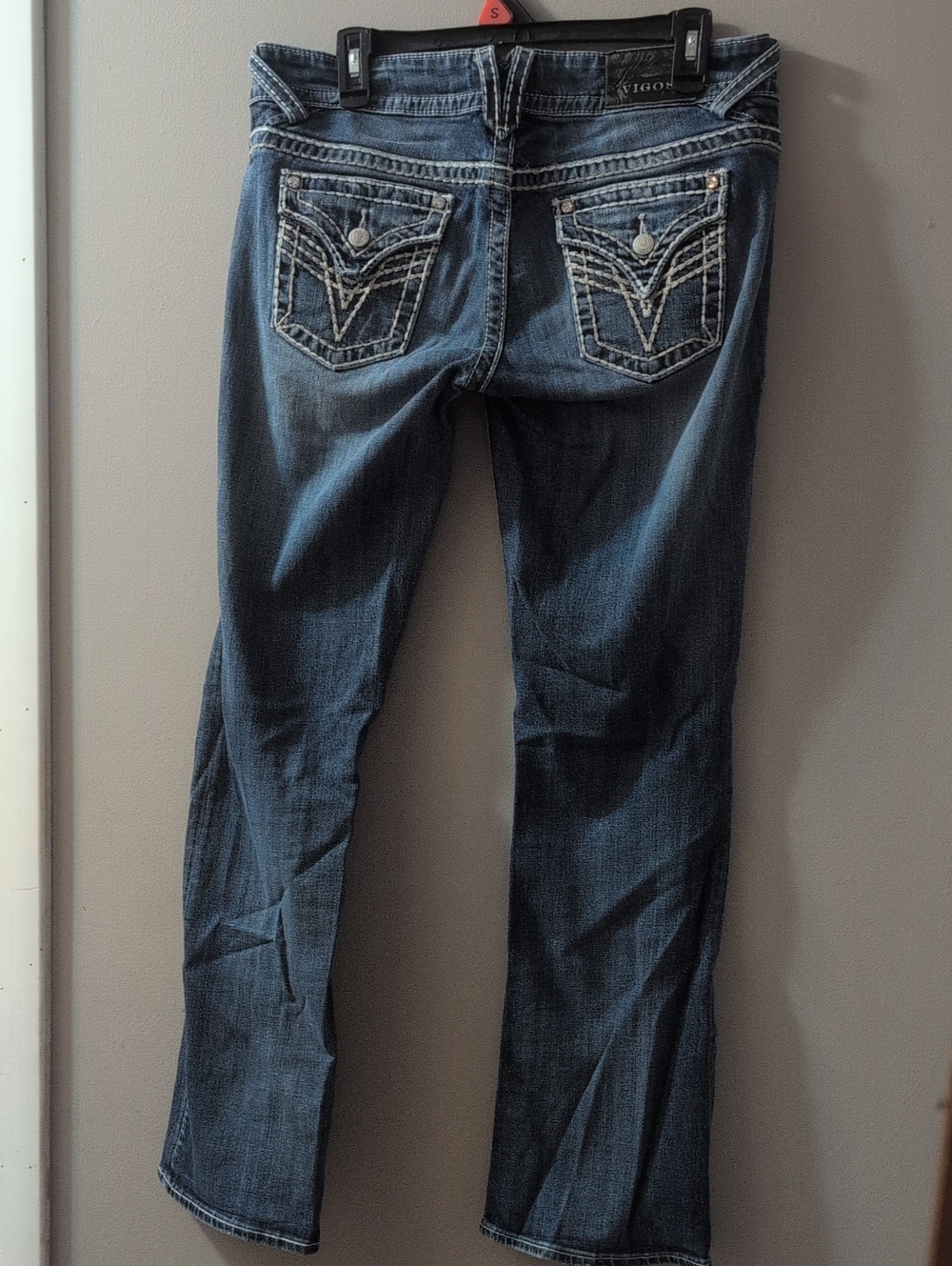 Vigoss 9/10 Women's Blue Boot Cut Jeans with Contrast Pocket Stitching Length 33